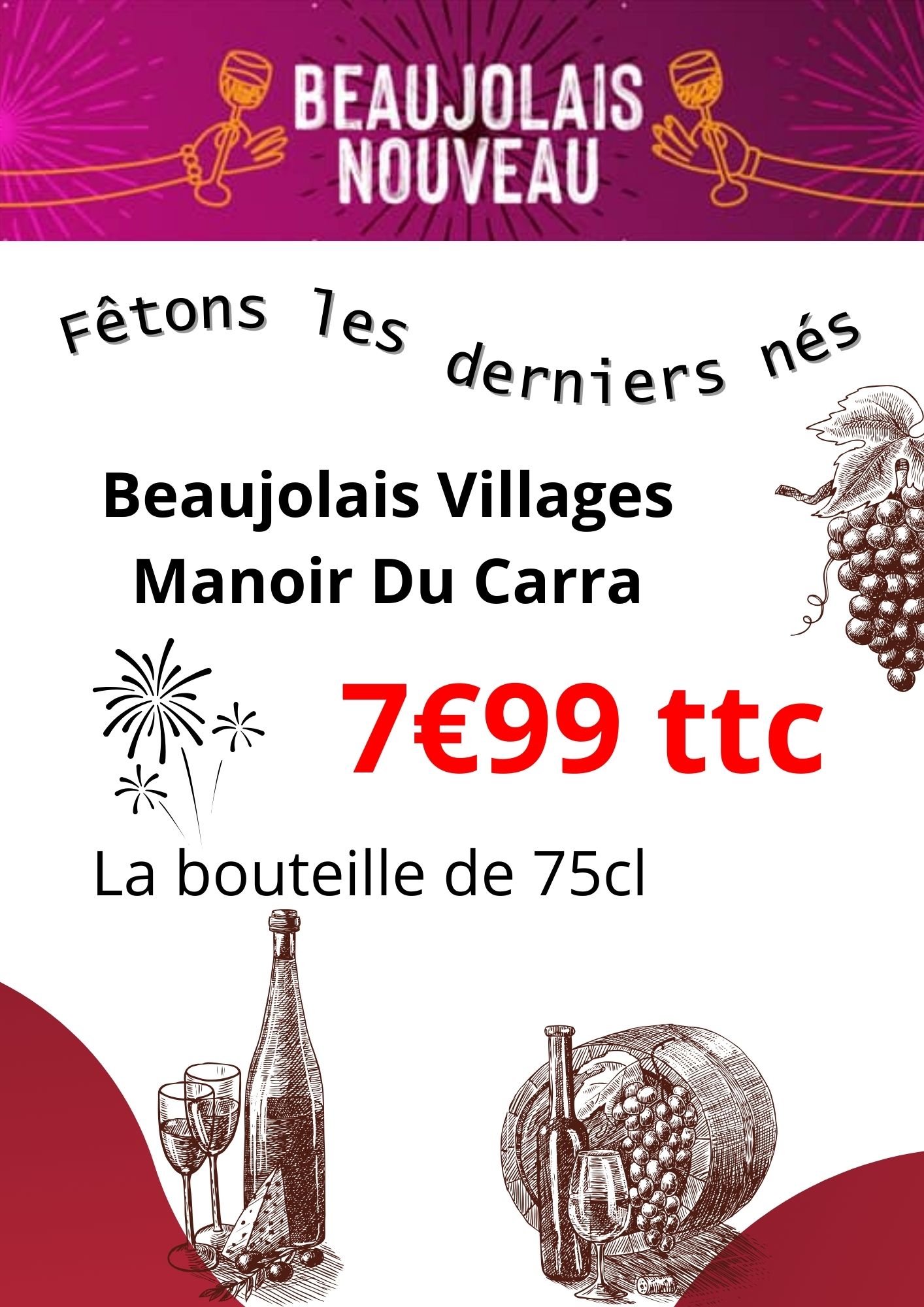 Vins primeurs - Beaujolais Nouveau - Caves du Tour'Billon novembre 2023 - 73330 Pont-de-Beauvoisin